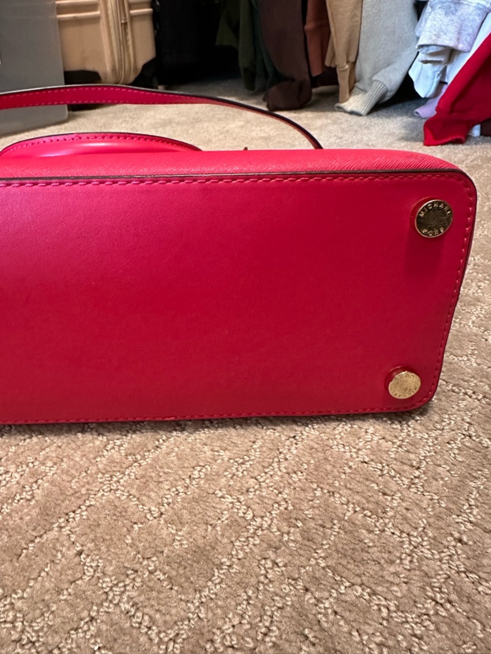 Michael Kors Fuchsia Saffiano Leather Satchel with Gold Hardware - Picture 7 of 7